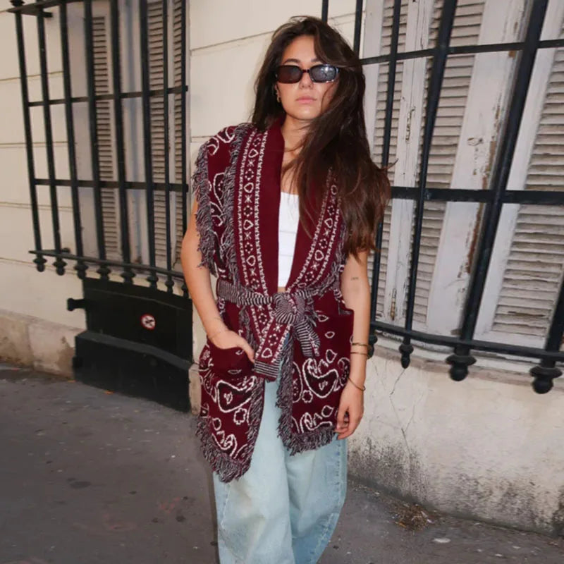 Kimono Bordeaux sans manche Noé