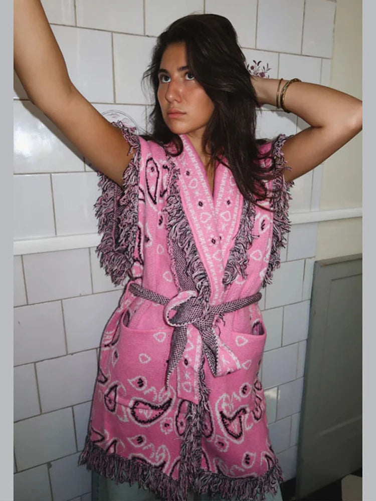 Kimono rose sans manche Noé